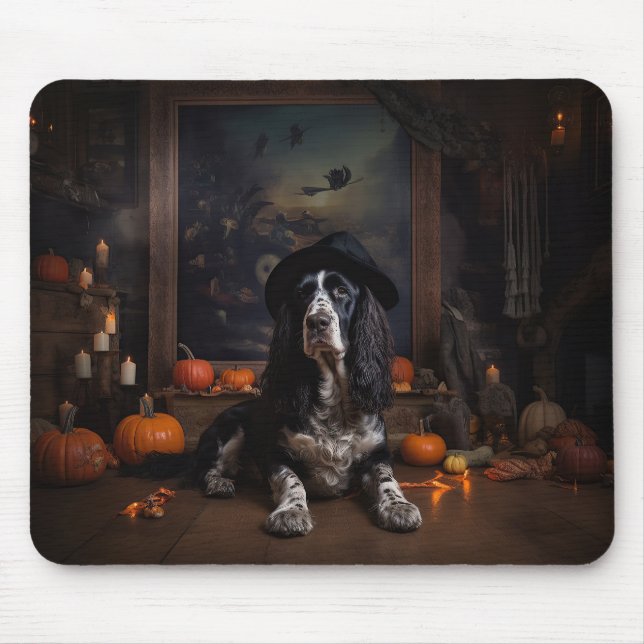 English Cocker Spaniel Pumpkins Halloween Scary  Mouse Pad (Front)