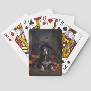 English Cocker Spaniel Pumpkins Halloween Scary Playing Cards