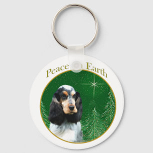 English Cocker Spaniel (roan) Peace Key Ring