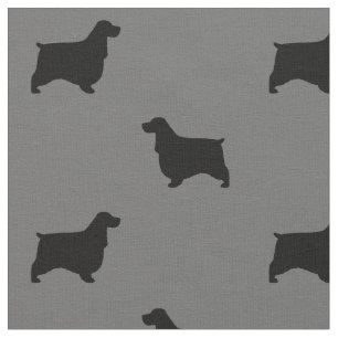 English Cocker Spaniel Silhouettes Pattern Fabric