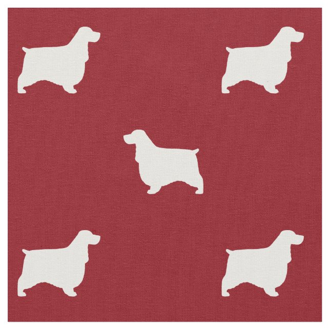 English Cocker Spaniel Silhouettes Red and White Fabric (Close Up)