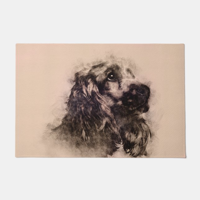 English Cocker Spaniel Sketch Doormat (Front)