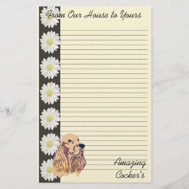 English Cocker Spaniel Stationery (Front)