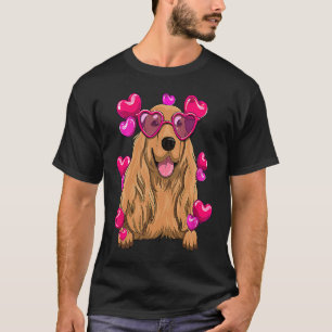 English Cocker Spaniel Valentines Day Heart Glasse T-Shirt