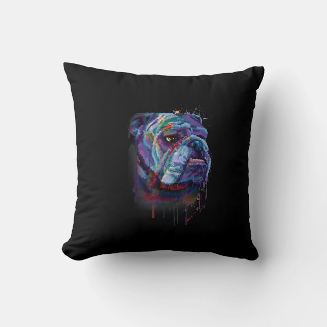 English Colourful Bulldog Gift A English Bulldog Cushion (Front)