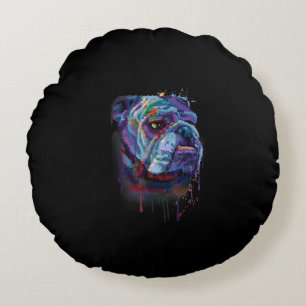 English Colourful Bulldog Gift A English Bulldog Round Cushion