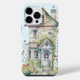 English cottage blue sky quirky stone house garden iPhone 14 pro max case