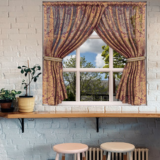 English Cottage Faux Window View Poster