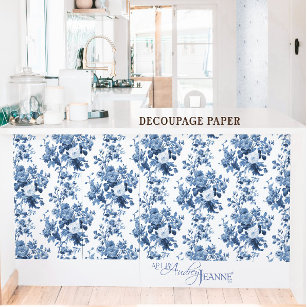 English Cottage Garden Floral Blue n White Pattern Wrapping Paper