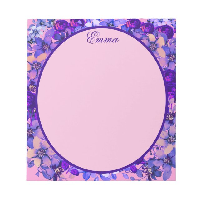 English Cottage Garden Vibrant Floral  Notepad (Front)