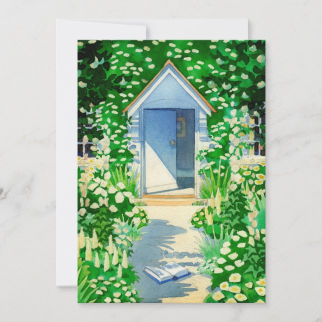 English Cottage Garden Watercolour Party Invitation (Front)