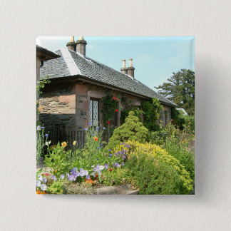 English Cottage II with Flower Garden Photography 15 Cm Square Badge
