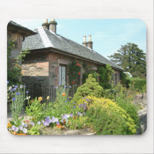 English Cottage II with Flower Garden Photography Mouse Pad