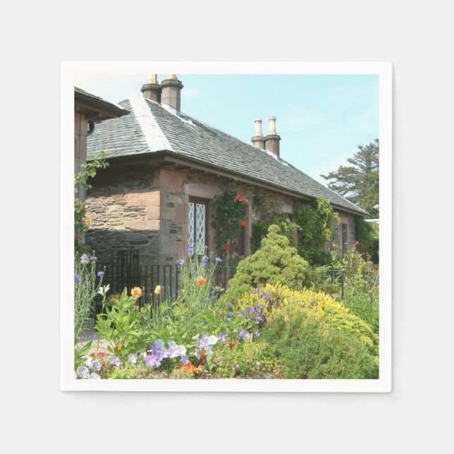 English Cottage II with Flower Garden Photography Napkin (Front)
