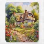 English Cottage Mouse Pad<br><div class="desc">A Watercolour English cottage with garden</div>