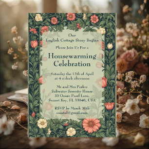 English Cottage William Morris Styled Housewarming Invitation