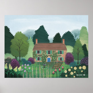 English Country Cottage House Poster