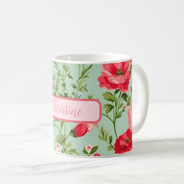 English Country Wildflower Personalised Coffee Mug (Front Right)