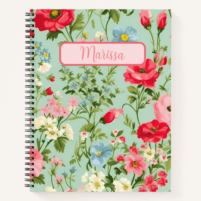 English Country Wildflower Personalised Notebook (Front)