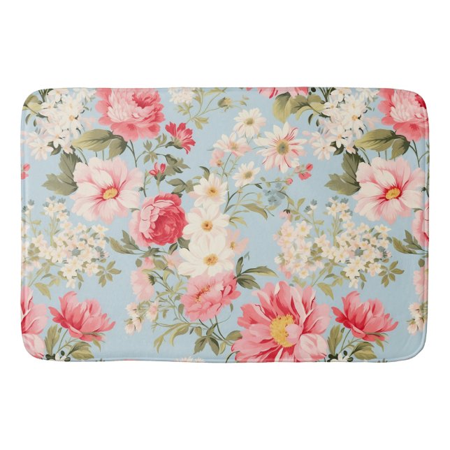English Countryside Flower Garden  Bath Mat (Front)