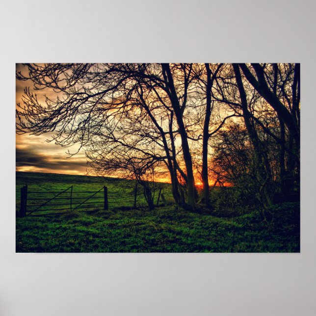 English Countryside Sunset HDR art poster print (Front)