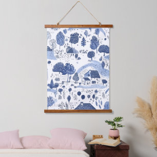 English Countryside Toile Pattern Hanging Tapestry