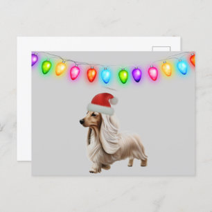 English Cream Christmas Dachshund Postcard