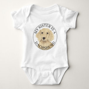 English Cream Dachshund Dog Big Sister Baby Bodysuit