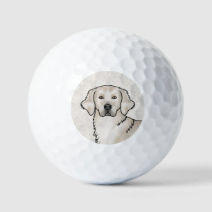 English Cream Golden Retriever Cartoon Dog Head Golf Balls