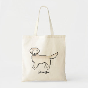 English Cream Golden Retriever Cartoon Dog & Name Tote Bag