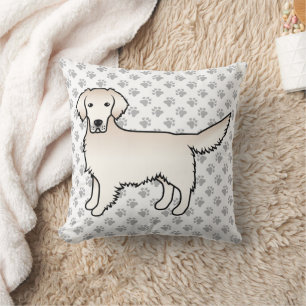 English Cream Golden Retriever Cartoon Dog & Paws Cushion