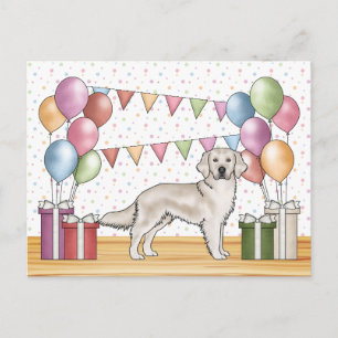 English Cream Golden Retriever Colourful Birthday Postcard