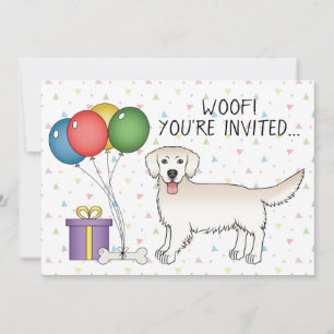 English Cream Golden Retriever Cute Dog - Birthday Invitation