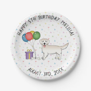 English Cream Golden Retriever Cute Dog - Birthday Paper Plate