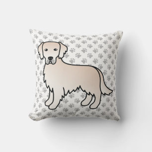 English Cream Golden Retriever Cute Dog & Paws Cushion