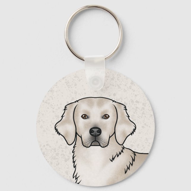 English Cream Golden Retriever Cute Dog Portrait Key Ring (Front)