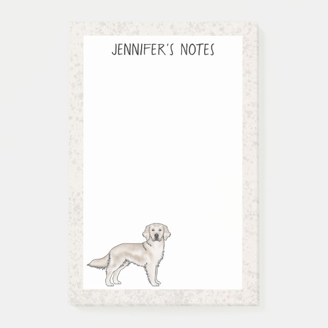 English Cream Golden Retriever Dog Custom Name Post-it Notes (Front)