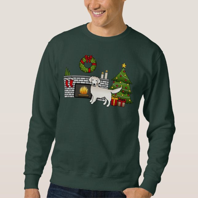 English Cream Golden Retriever In A Festive Room Sweatshirt (Front)