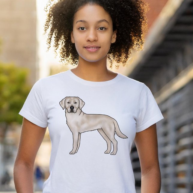 English Cream Labrador Retriever Cute Cartoon Dog T-Shirt (Please note: This image is a digital mockup.)
