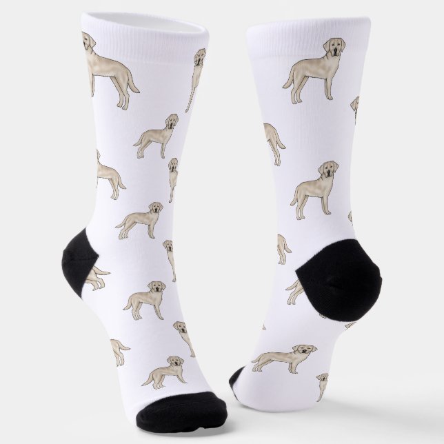 English Cream Retriever Cute Lab Art Dog Pattern Socks (Angled)
