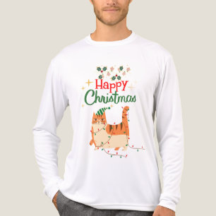 English: Cute Cat Lover 'Happy Christmas Tri-Blend Shirt