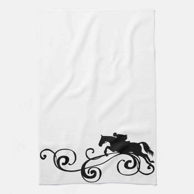 English Equestrian Flourish Tea Towel (Vertical)