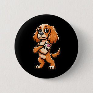 English Er Spaniel I Love Mum Funny Dog Tattoo 6 Cm Round Badge