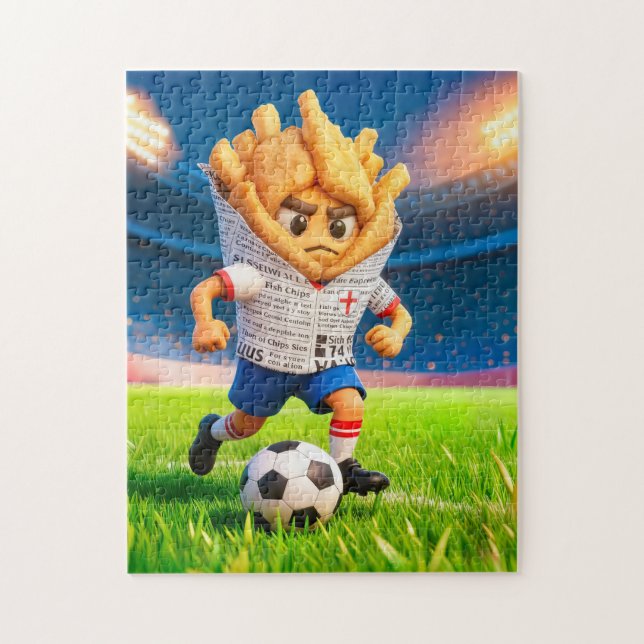 English fish and chips soccer player character jigsaw puzzle (Vertical)