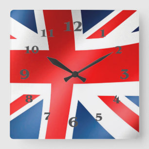 English Flag for Square-Wall-Clock Square Wall Clock
