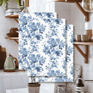 English Floral Vintage Blue and White LG Decoupage Tissue Paper