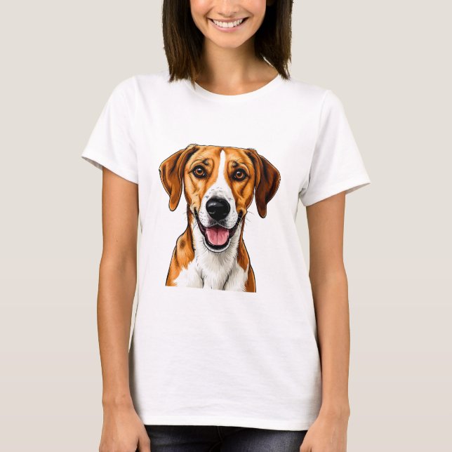 English Foxhound Dog Bright, Happy Expression T-Shirt (Front)