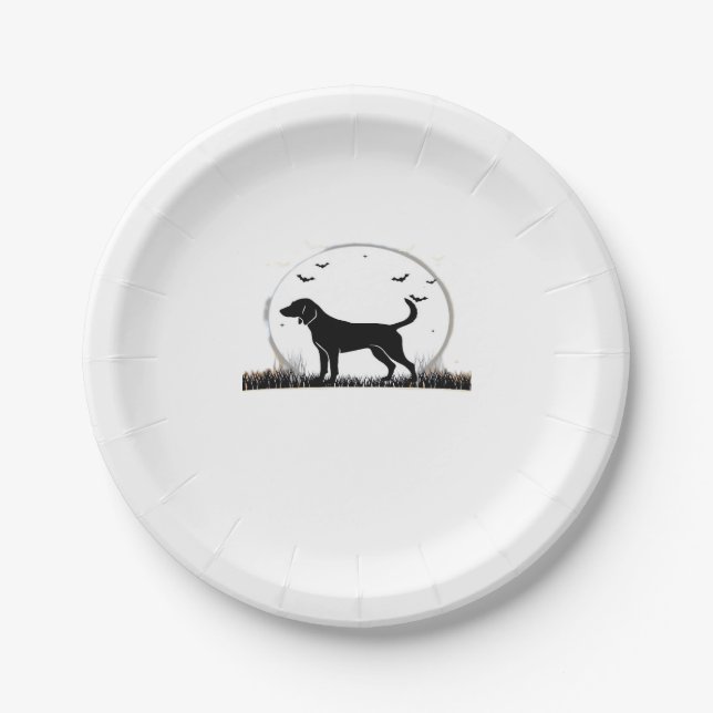 English Foxhound Dog � Halloween Moon Silhouette C Paper Plate (Front)