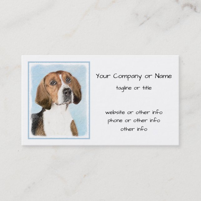 English Foxhound Painting - Cute Original Dog Art Business Card (Front)