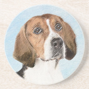 English Foxhound Painting - Cute Original Dog Art Coaster